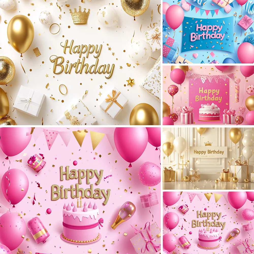 Gold Glitter Blue Birthday Party Backdrop Balloon Star Booth Banner Poster Backdrop Adult Theme Party Decoration Supplies Gifts