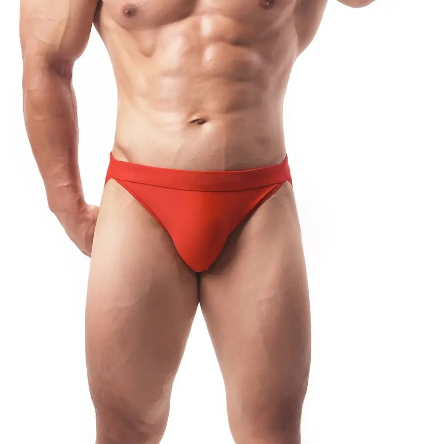 Men's Swimming Briefs Low Waist Quick Dry Swimwear Bulge Pouch Beach Shorts Bathing Suit Swimsuit Solid Color Man Lace Up Bikini