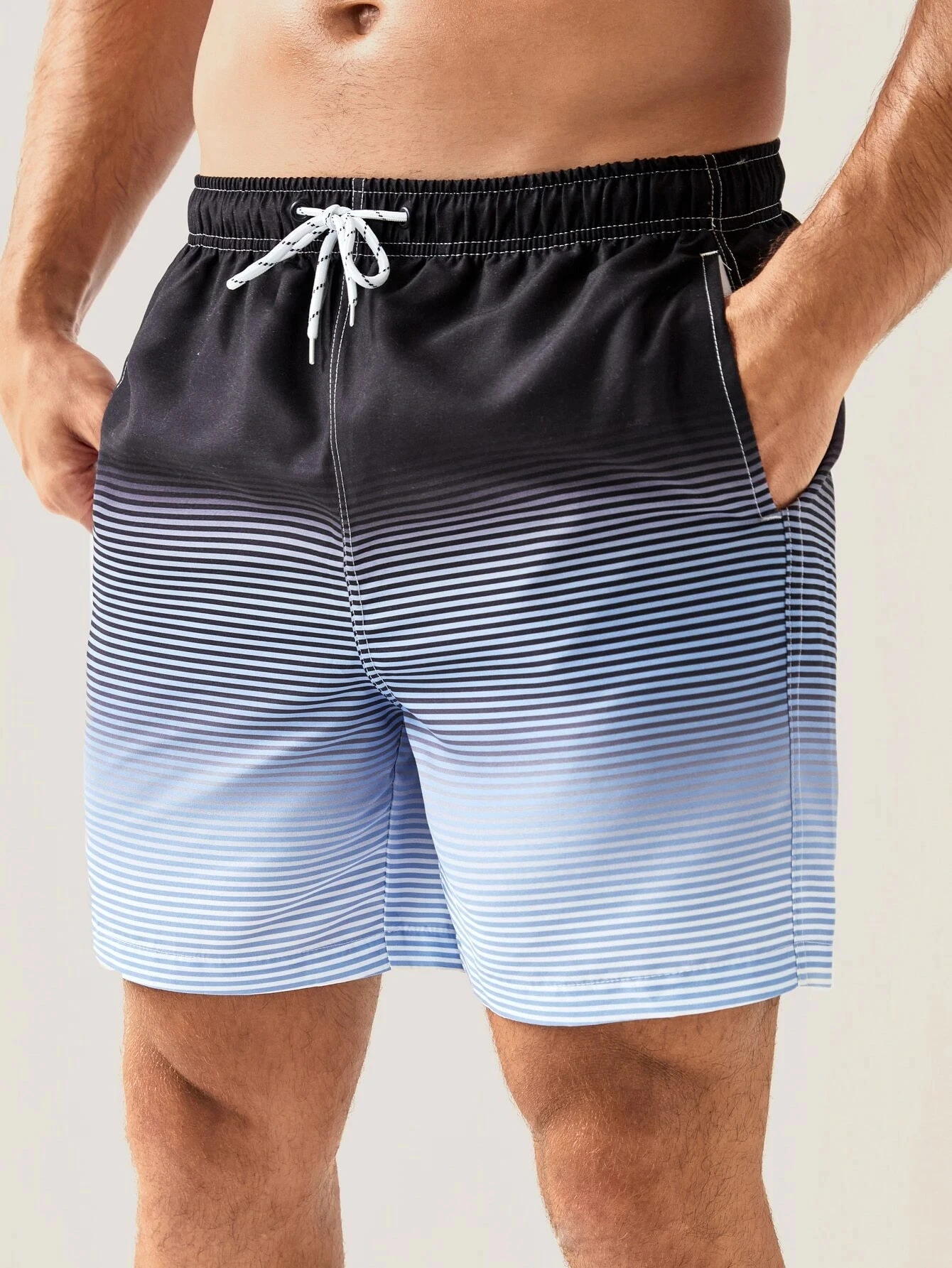 2024 Summer New Hawaii Vacation Beach Shorts Men's Casual Shorts 3D Printed Shorts Striped Gradient Swimming Pants Beach Shorts