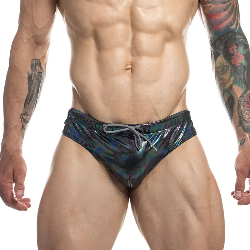 Swim Briefs Men Push Up Swimwear Sexy Shiny Metallic Bikini Swimsuits Beach Shorts Trunks Underwear Contour Pouch Bathing Suit