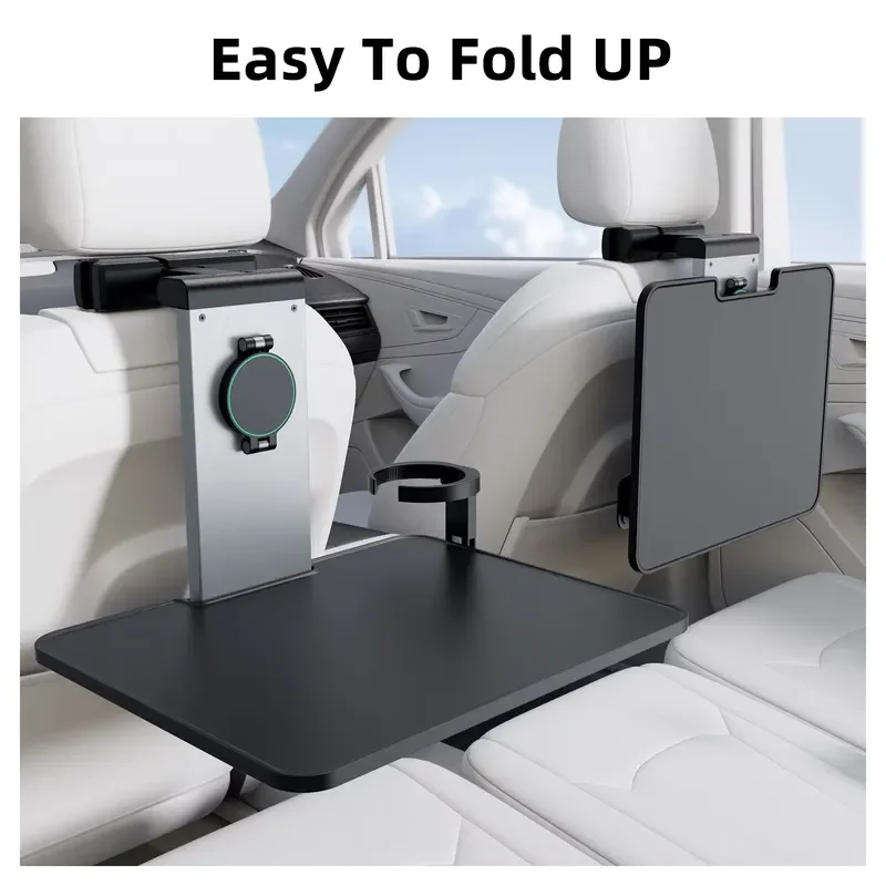 Adjustable Foldable Car Backseat Tray Table with Phone Cup Holder for Laptop iPad Dining Work Road Travel Accessories