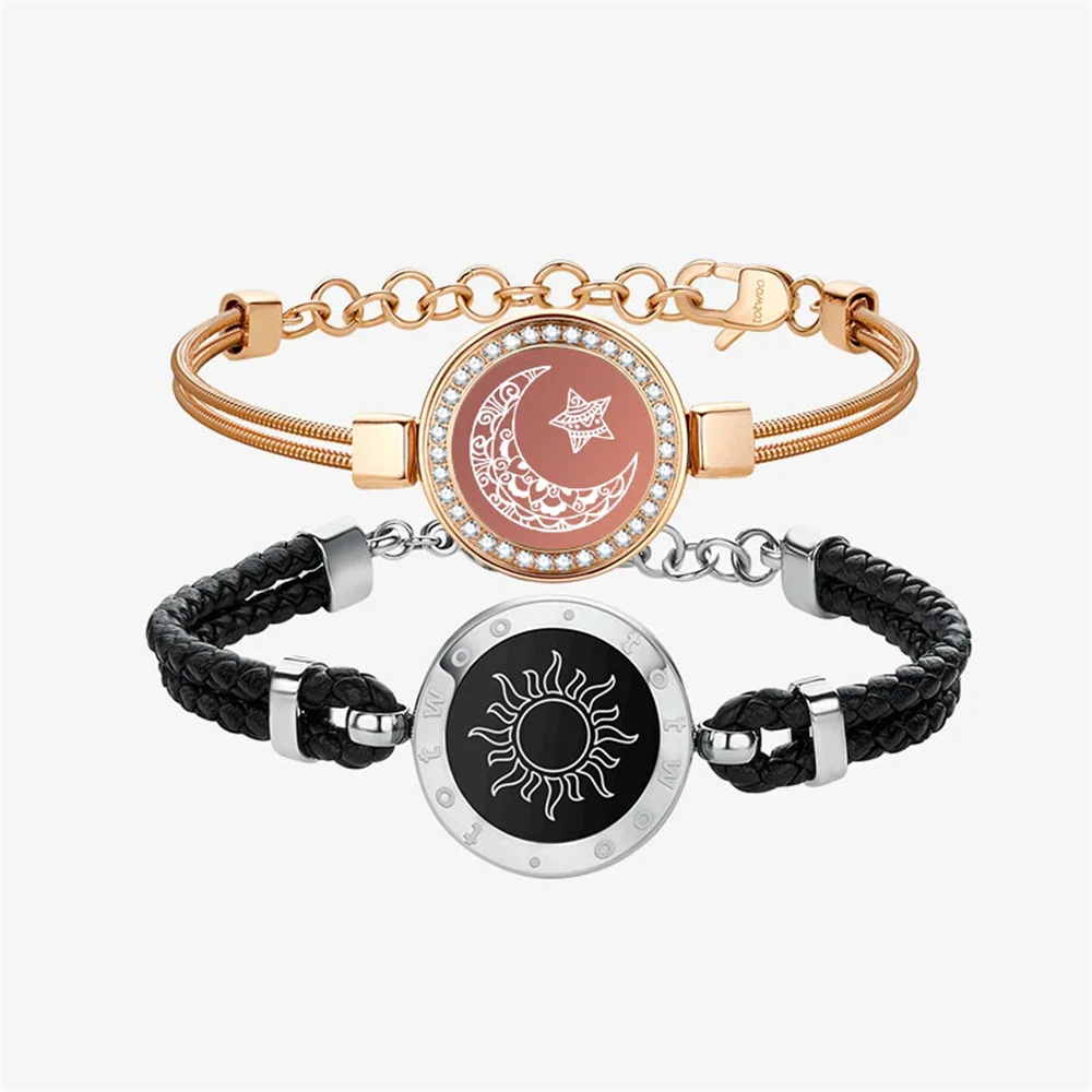 TOTWOO Long Distance Bracelets For Couples Vibration & Light Up Bracelet, Long Distance Relationship Gifts Smart Pairing Jewelry