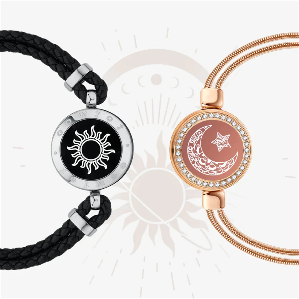 TOTWOO Long Distance Bracelets For Couples Vibration & Light Up Bracelet, Long Distance Relationship Gifts Smart Pairing Jewelry