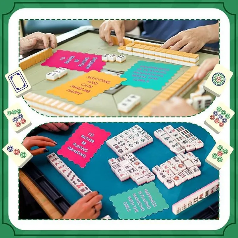 Multi-Variety Thickened PVC Material Colorful Mahjong Shuffle Card Multi-Shape Cute Mahjong Accessories With Fun Proverbs
