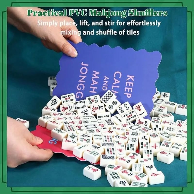 Multi-Variety Thickened PVC Material Colorful Mahjong Shuffle Card Multi-Shape Cute Mahjong Accessories With Fun Proverbs