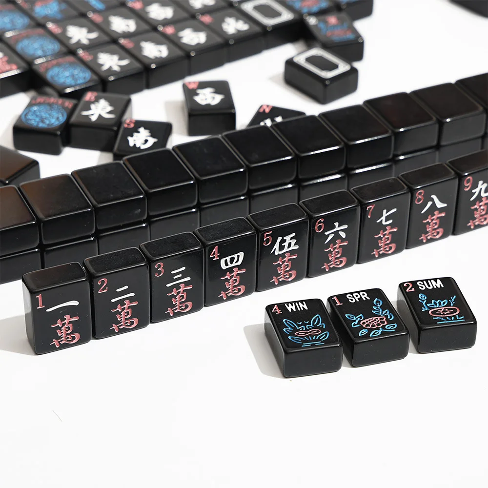 d6 pure black American hand rubbing mahjong leisure and entertainment acrylic mahjong American mahjong tiles