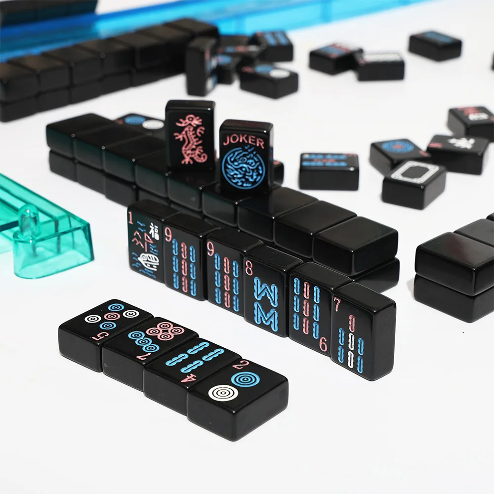 d6 pure black American hand rubbing mahjong leisure and entertainment acrylic mahjong American mahjong tiles