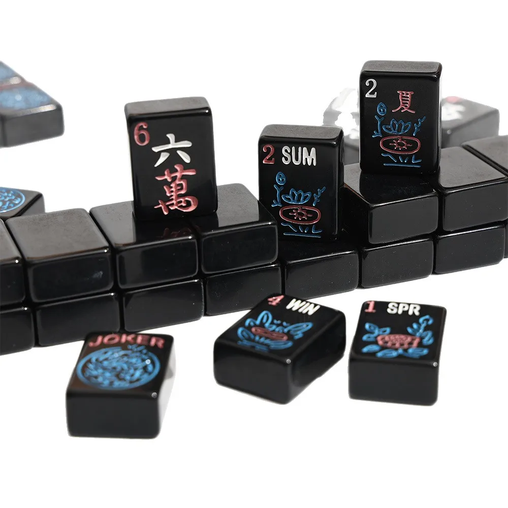 d6 pure black American hand rubbing mahjong leisure and entertainment acrylic mahjong American mahjong tiles