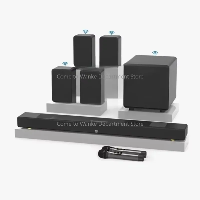 7.1 HD Wireless Home Theater Surround Sound System for TV with Big Sound Wired Subwoofer and 2 Pairs of Surround Speakers