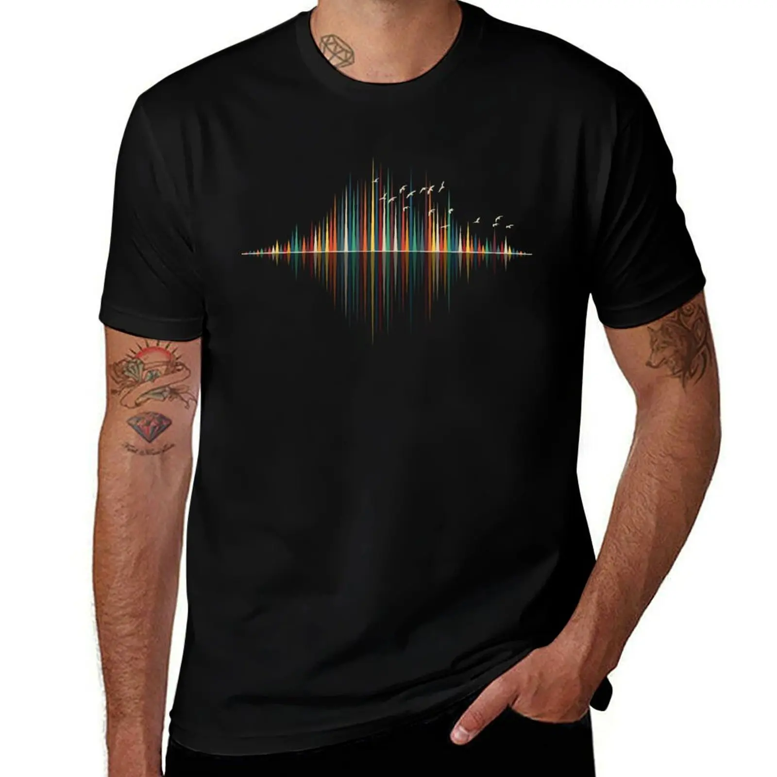 Nature's Music Sound Wave T-Shirt Big Size Short Sleeve Casual Top