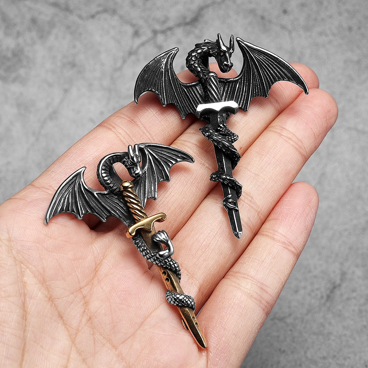 Dragon Slaying Sword Men Necklaces Stainless Steel Pendant Chain Women Punk Fashion Jewelry New Accessories Gifts Wholesale