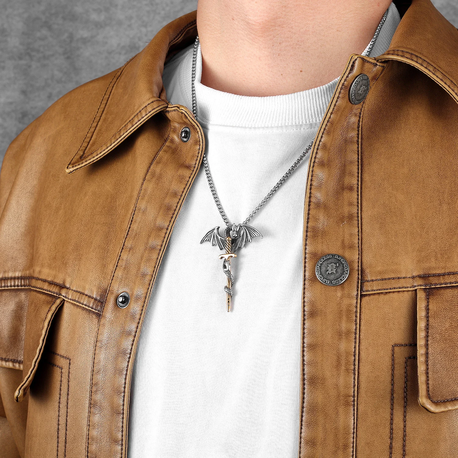 Dragon Slaying Sword Men Necklaces Stainless Steel Pendant Chain Women Punk Fashion Jewelry New Accessories Gifts Wholesale