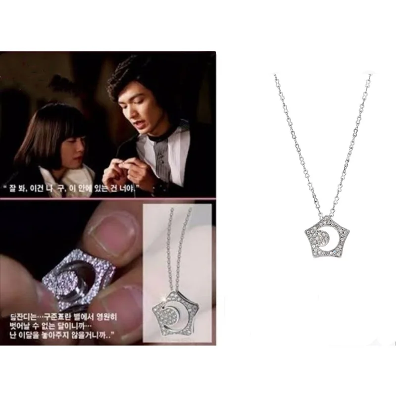 Korean F4 Drama "Hye Sun Ku" Gift Lee MinHo Pendant Necklace Fashion New Creative Design Geometry Star Moon Necklace