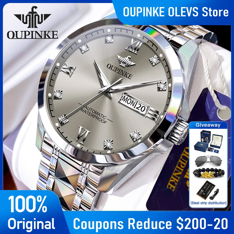 OUPINKE 3262 Mens Watch High Quality Fully Automatic Mechanical Watch 50M Waterproof Week Date Watch Original Luxury Top Brand
