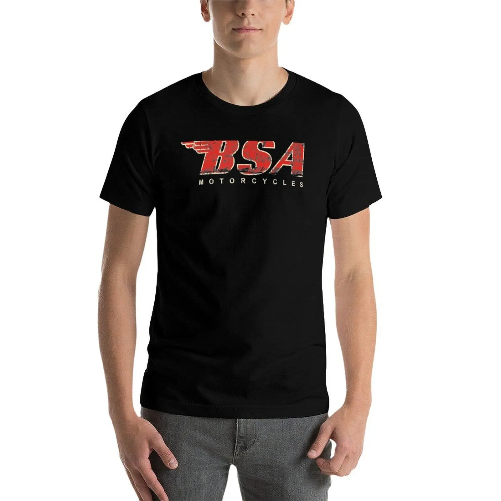 BSA-Motorcycle - BSA Motorcycle Tee Distressed Logo T-Shirt Soft Durable Cotton T-Shirt