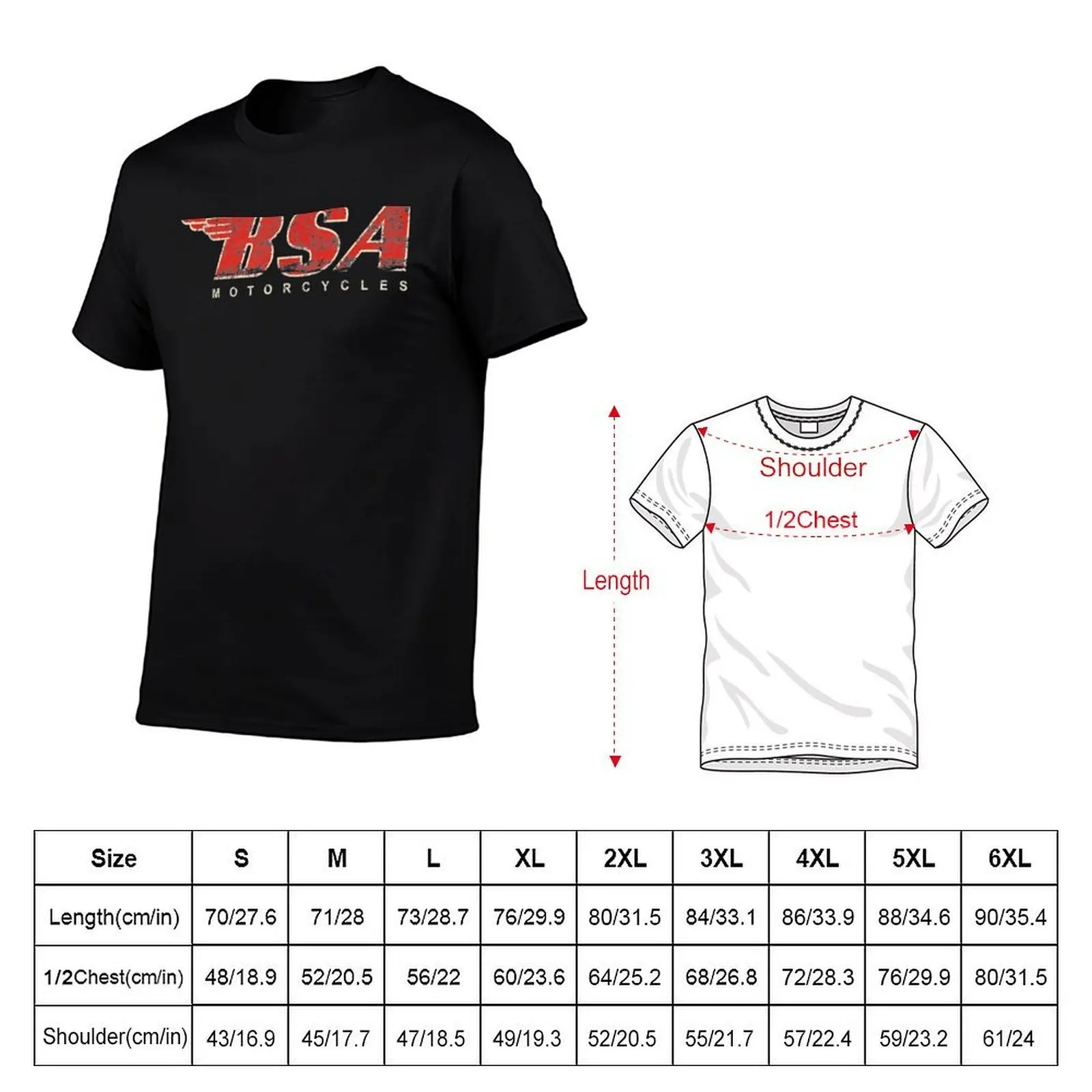 BSA-Motorcycle - BSA Motorcycle Tee Distressed Logo T-Shirt Soft Durable Cotton T-Shirt