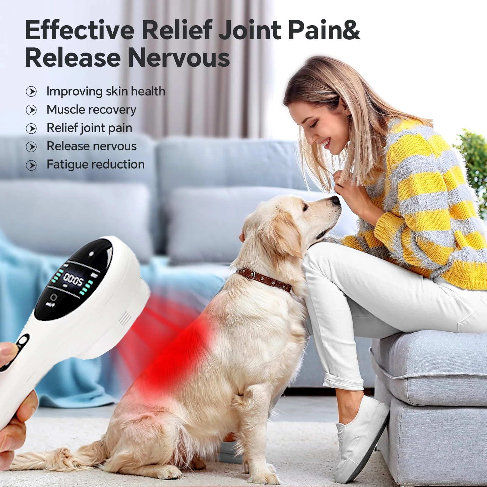 Mini Portable Red Light Therapy Wand with Safety Goggles 3 Timer 4 Intensity Levels Infrared Light Therapy for Body Ache Pet Rec