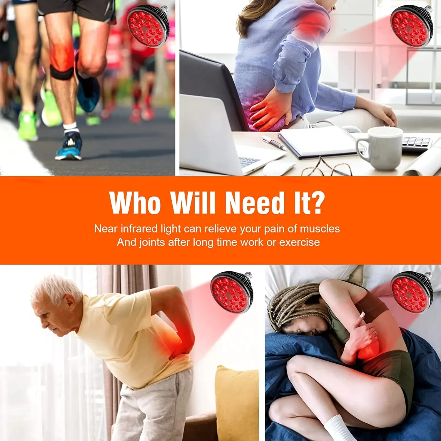 54W Red Light Therapy Device ,Infrared Light Therapy Lamp Bulb ,660nm 850nm, NIR Phototherapy Device for Skin and Pain Relief