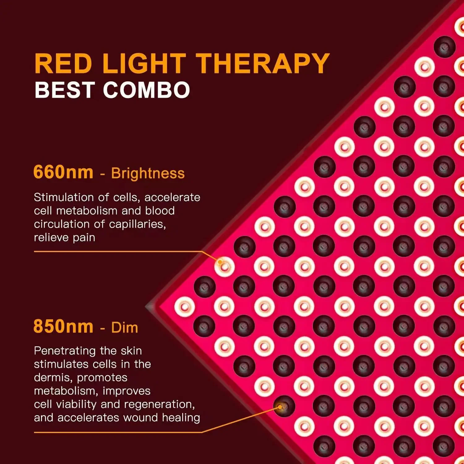 Infrared Therapy Lamp Red Light Therapy Panel 45W for Body Pain Relief of Muscles Joints ,660nm 850nm Red Light Therapy Device