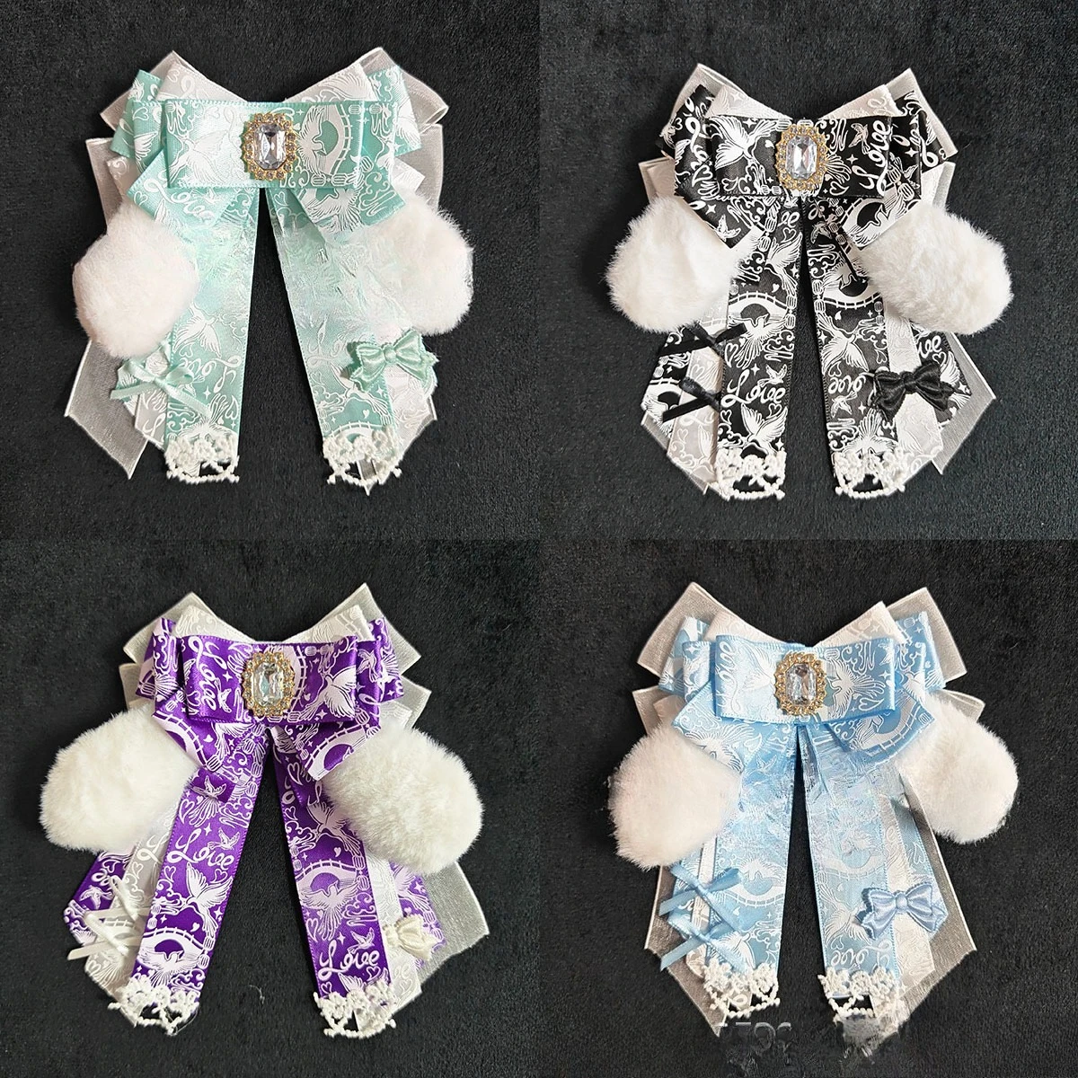 Rhinestone Heat-pressed Plush Ear Concert Support Stick Accessory Cute Cosplay Lolita Shirt Dress Brooch Bow Tie  Bag Charm