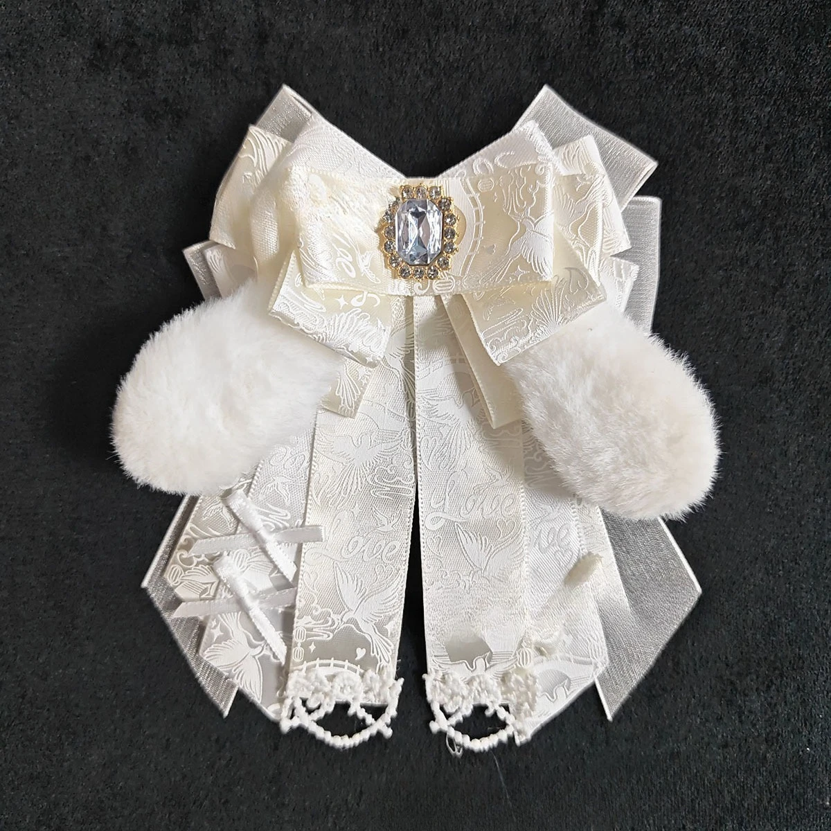 Rhinestone Heat-pressed Plush Ear Concert Support Stick Accessory Cute Cosplay Lolita Shirt Dress Brooch Bow Tie  Bag Charm