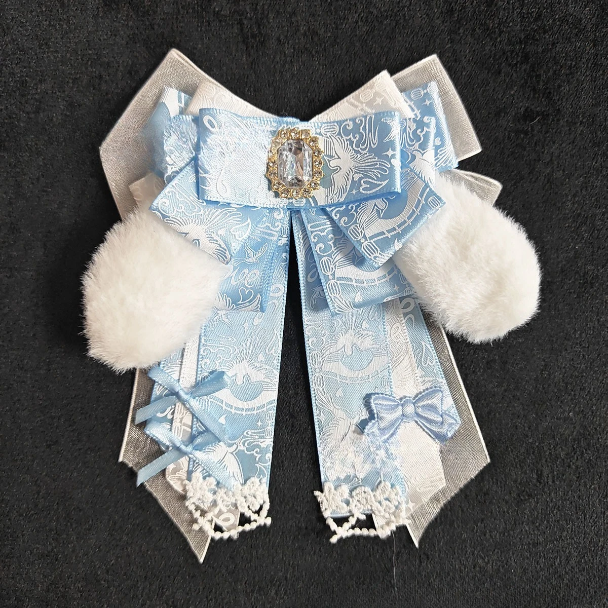 Rhinestone Heat-pressed Plush Ear Concert Support Stick Accessory Cute Cosplay Lolita Shirt Dress Brooch Bow Tie  Bag Charm