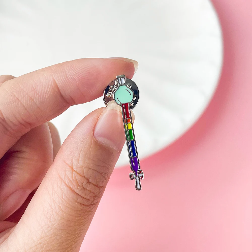 Fashion Iridescent Syringe Brooch Anti-Exposure Collar Pin for Coat Dress Women Men Fashion Brooch Jewelry Accessories