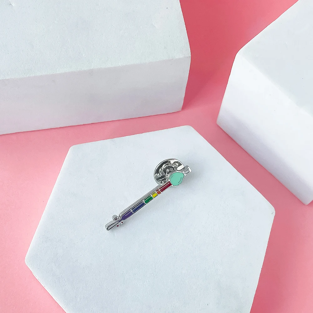 Fashion Iridescent Syringe Brooch Anti-Exposure Collar Pin for Coat Dress Women Men Fashion Brooch Jewelry Accessories