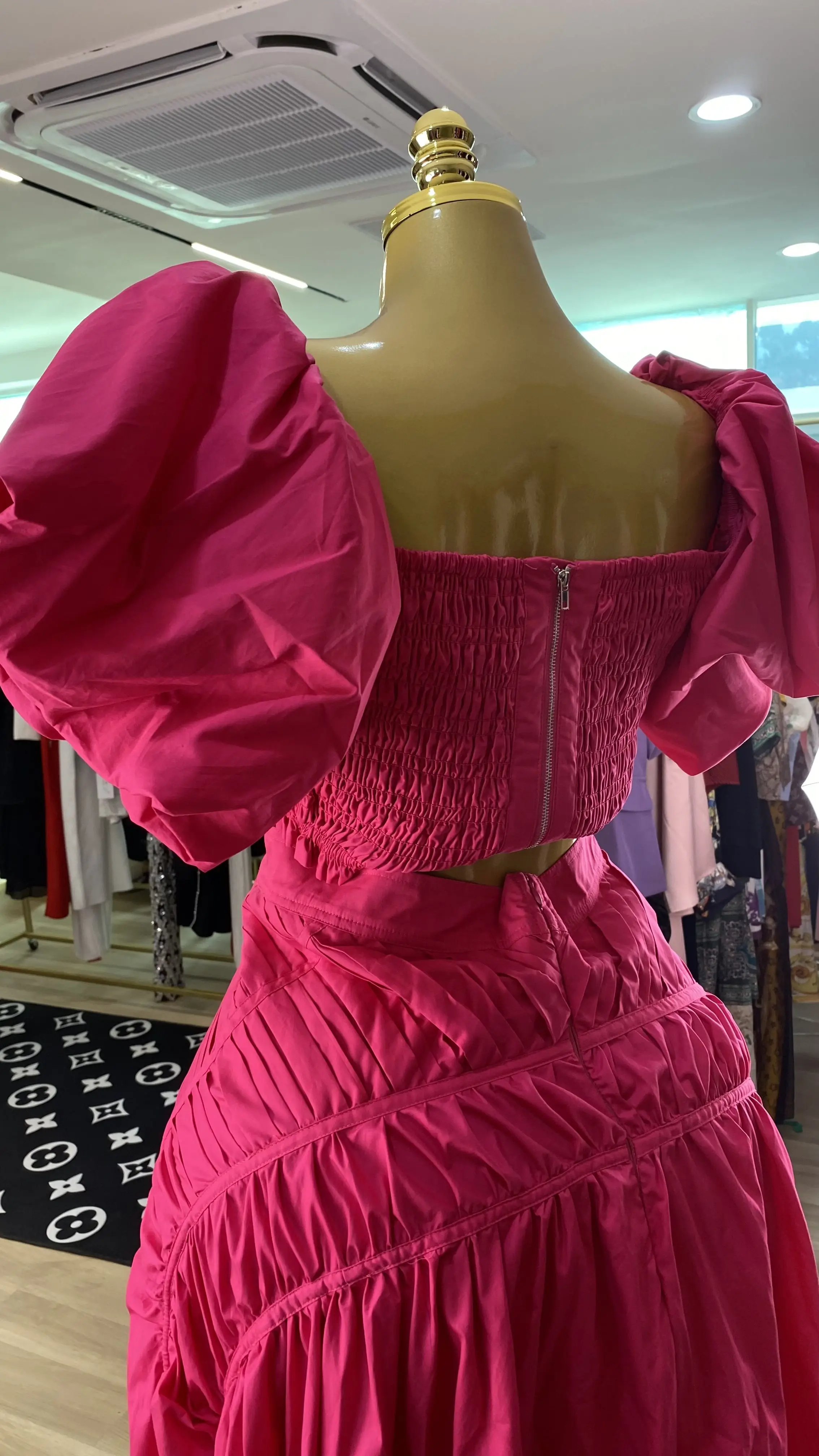Spring/Summer 2026 New Casual Set: Wide-Neck Puff-Sleeve Top & Drawstring Pleated Skirt-GZXX920