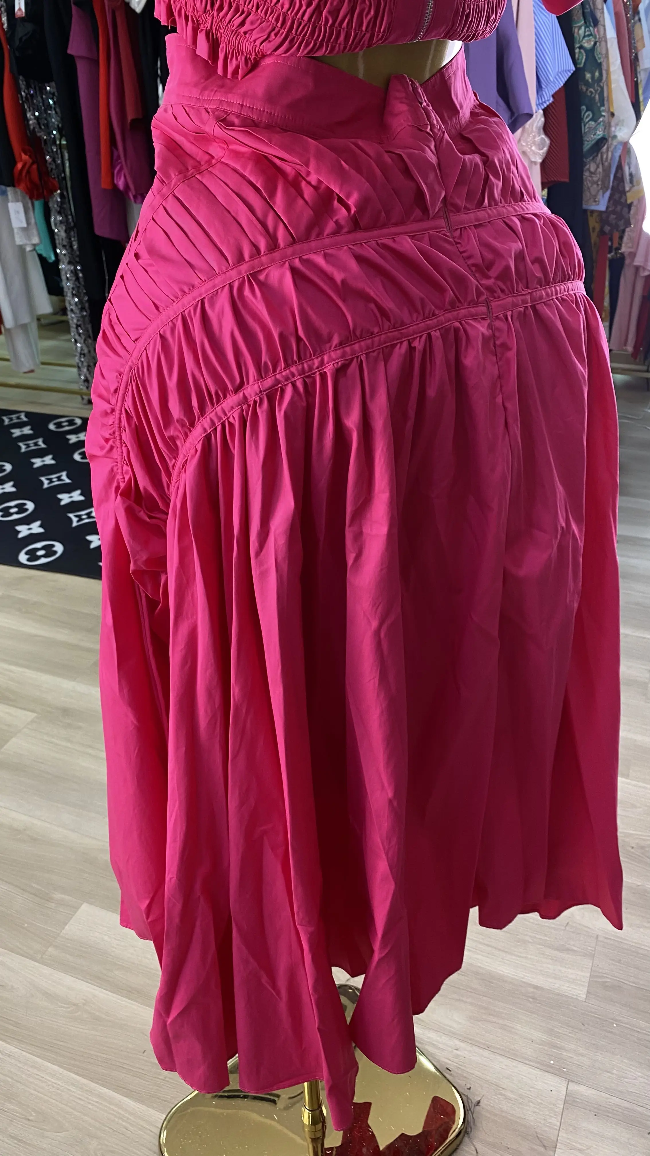 Spring/Summer 2026 New Casual Set: Wide-Neck Puff-Sleeve Top & Drawstring Pleated Skirt-GZXX920