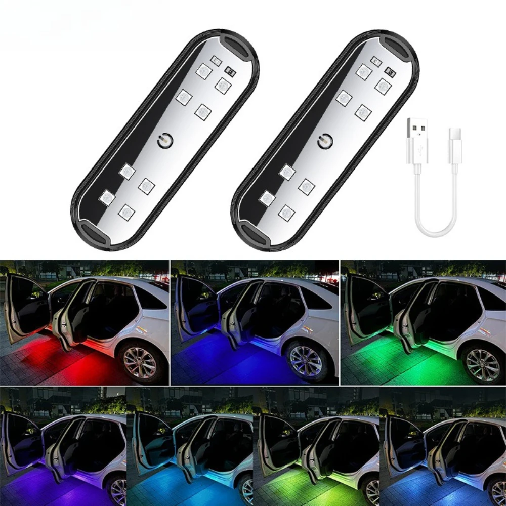 Rear Warning car Lamp,RGB wireless warning lights,car magnetic ambient lamp,USB welcome door LED,7 Colors Anti-Collision light