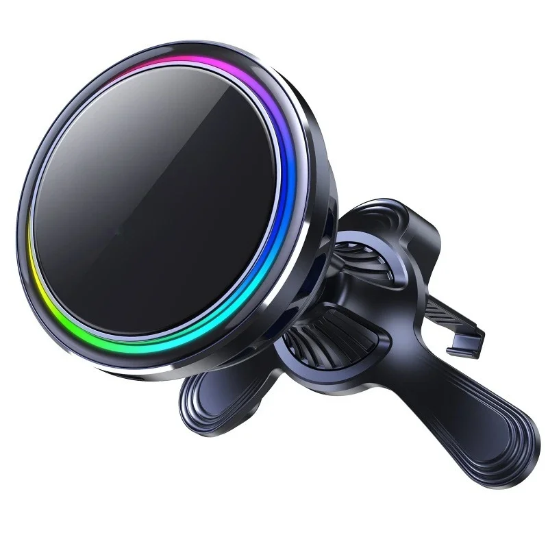Semiconductor refrigeration 15W magnetic car wireless charger, suitable for Apple mobile phone LED dazzling light bracket