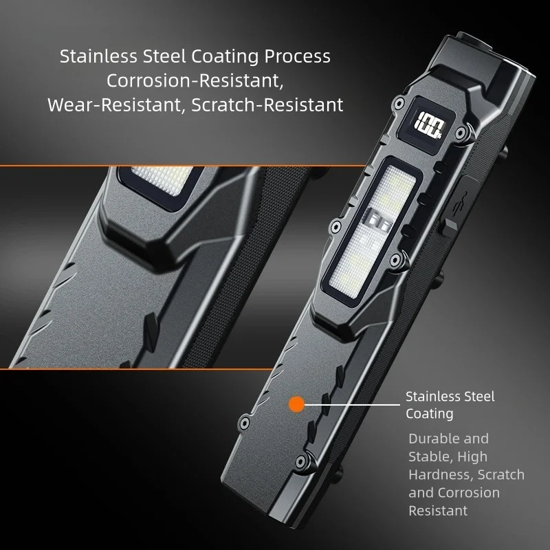 C5 Ultra-Bright LED Handheld Flashlight for Car Repair - High Beam Auto Maintenance Magnetic Absorption Rechargeable Work Light