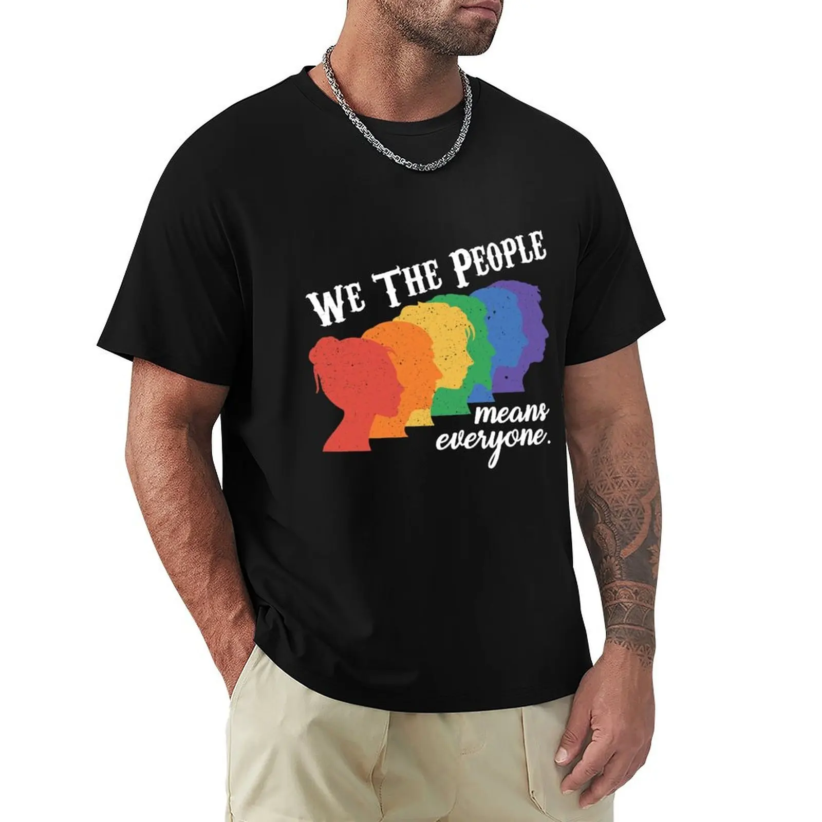 We The People Means Everyone LGBT Pride regalo T-Shirt Large Size Short Sleeve T-Shirt