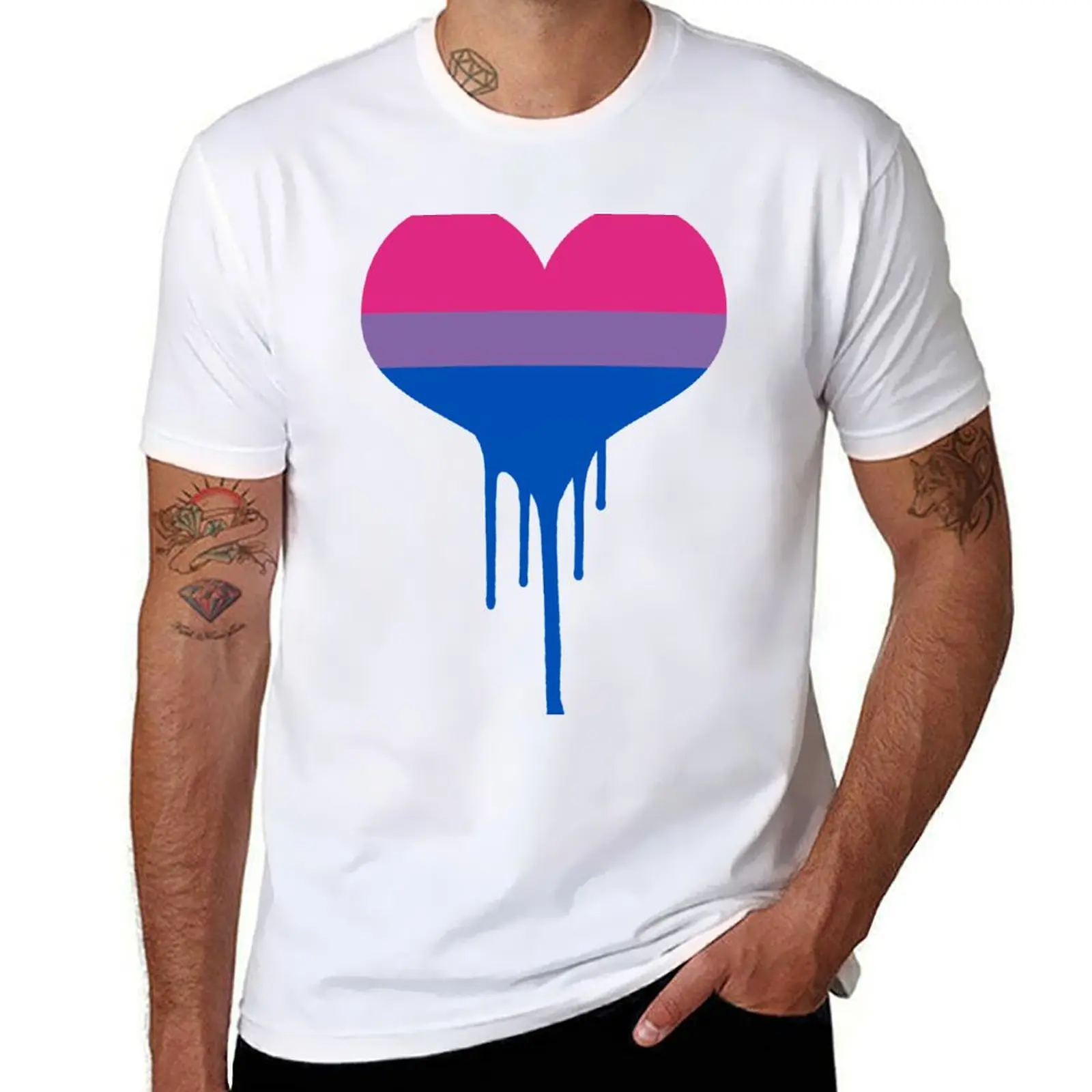 Bisexual Pride Heart T-Shirt t shirt men 100% cotton luxury brand man t shirt cotton high quality T-Shirt