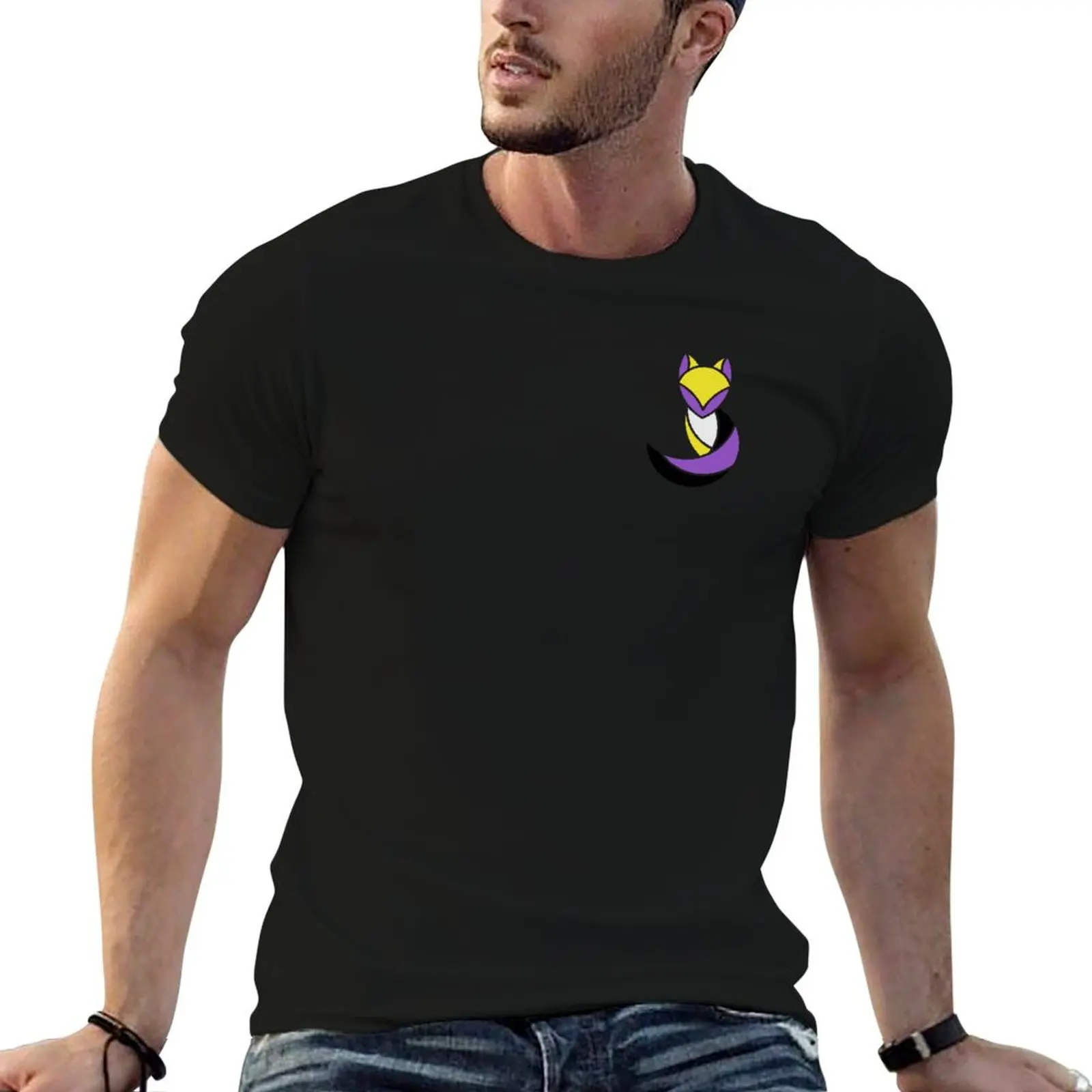 Nonbinary Pride Fox T-Shirt Modern Style Print T-Shirt