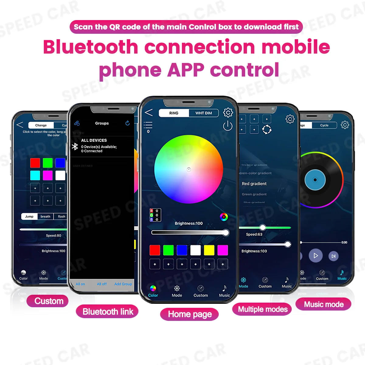 256 Color Car Instrument Symphony Ambient light For Mercedes Benz BMW Audi Tesla Toyota Honda Auto LED Universal Decoration Lamp