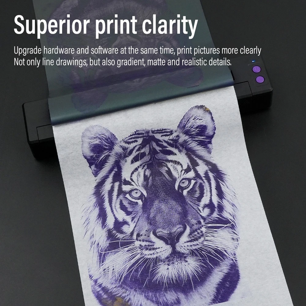 Tattoo Portable Thermal Printer Wireless Bluetooth Connection Stencil Transfer Printer Machine Line Draft Clear Printing