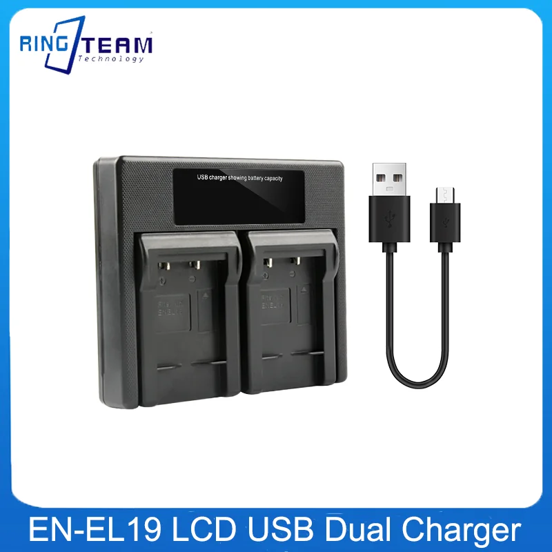 EN-EL19 ENEL19 EN EL19 EL19 Battery LCD USB Dual Charger for Nikon S100 S2500 S2600 S3100 S6400 S4100 S4150 S3300 S4300 Camera