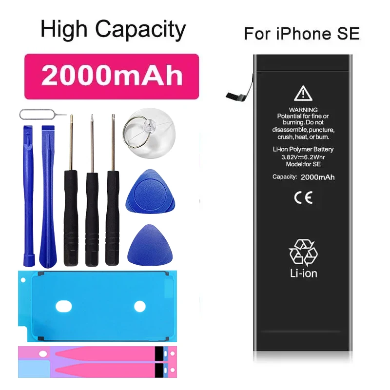 XDOU Battery For IPhone SE 2016 IPhoneSE 2000mAh Phone Accessory Free Repair Tools Kit Sticker Replacement Bateria