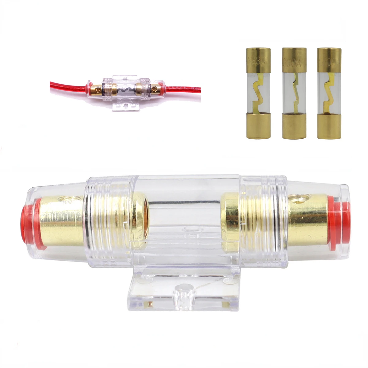 5Pcs Car Audio Refit Fuse Holder 4/8 And 10 Gauge Wire With 60 AMP Fuses 30A/60A/100A Fuse Holder For Car Audio Auto Amplifier