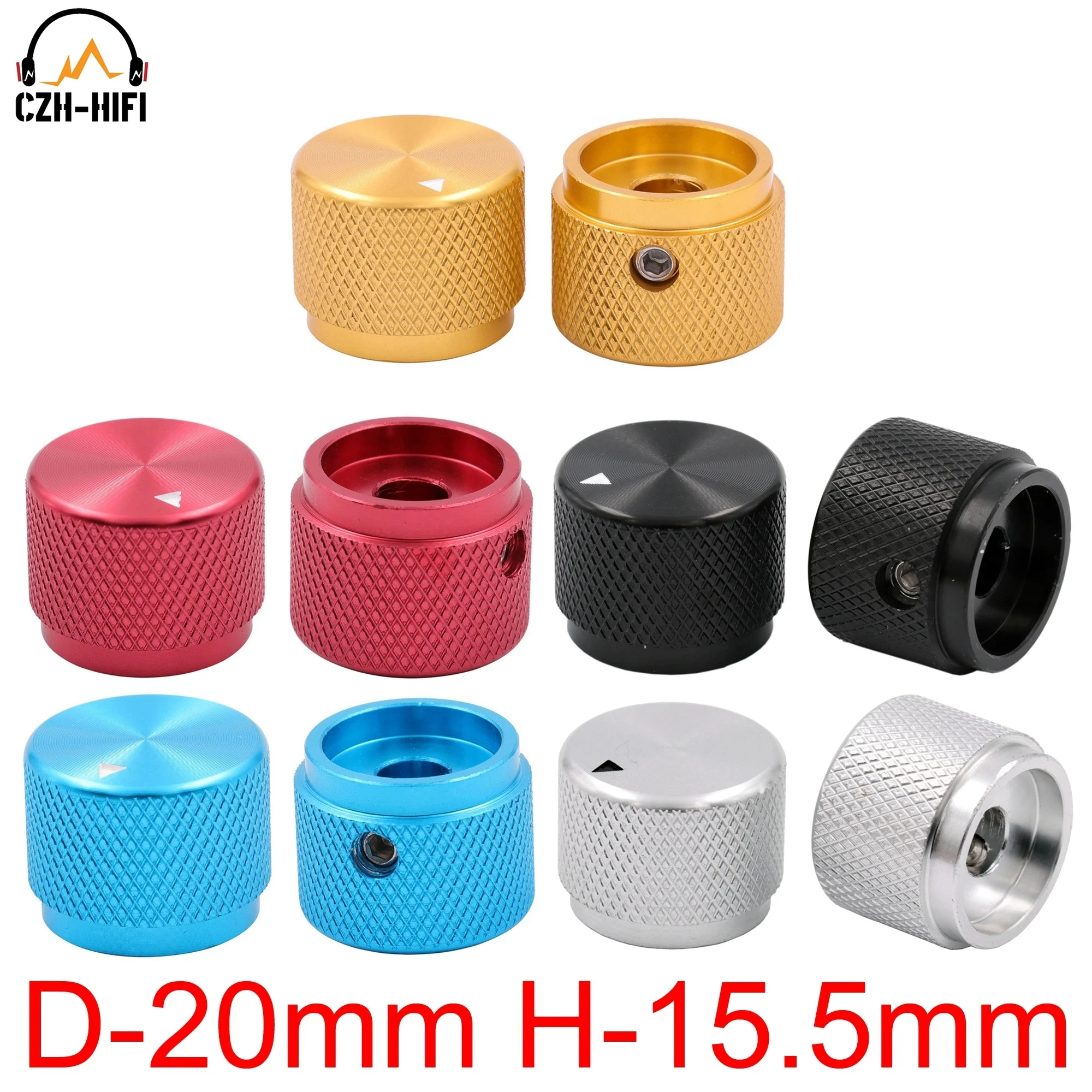 1pc 20x15.5mm CNC Machined Solid Aluminum Potentiometer Knob for Audio Amplifier Radio Guitar AMP Effect Pedal Stomp Box DIY