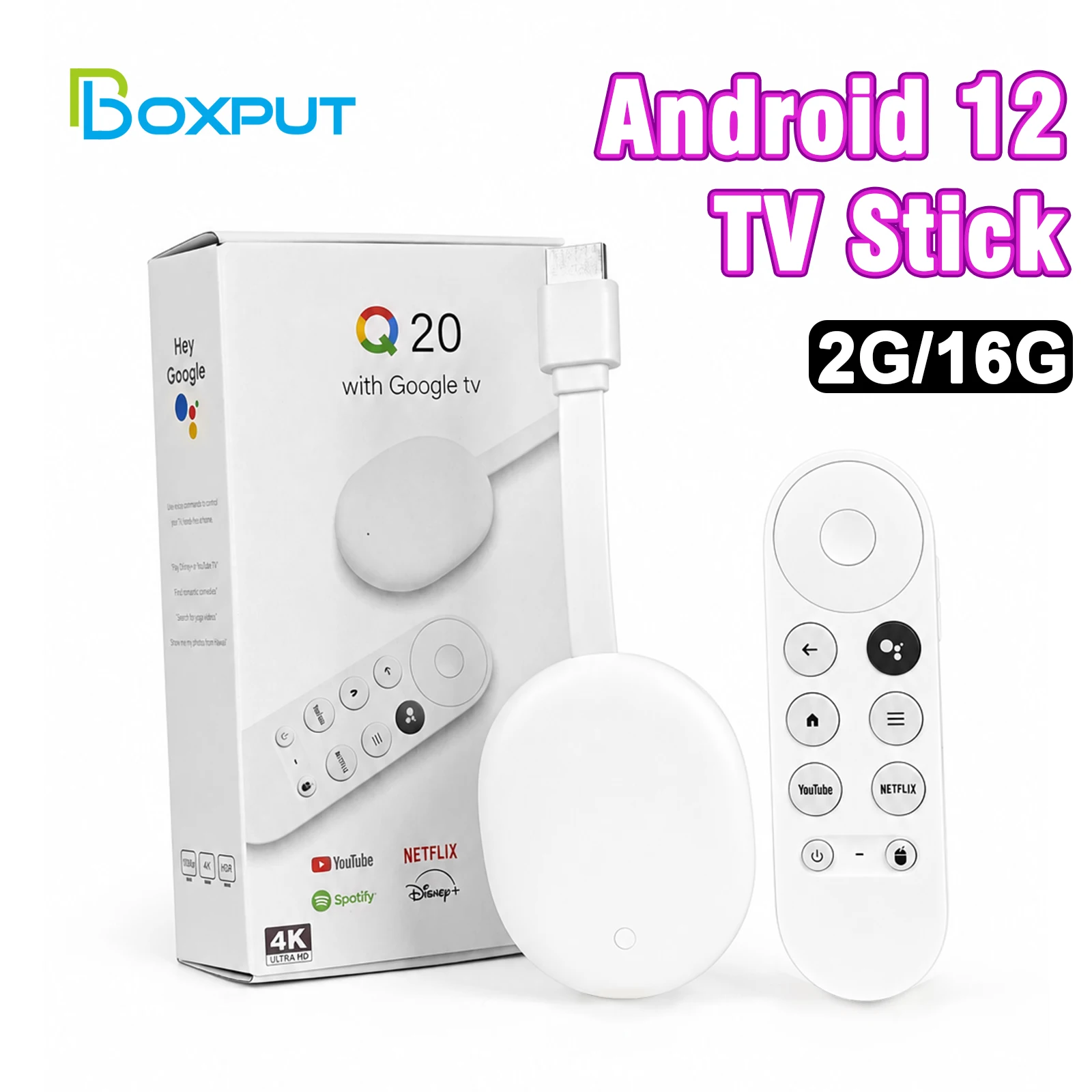 BOXPUT Q20 New Android TV Stick 4K HDR Allwinner H618 Android 12 WiFi6 BT5.0 Streaming Media Player with Bluetooth Voice Remote
