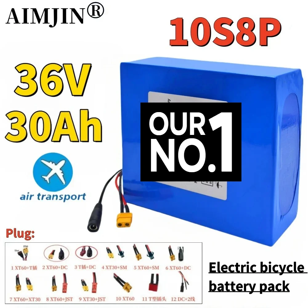 10S8P 36V 30Ah/30000mAh 250W~1000W Li-ion Rechargeable Battery Pack with BMS for E-bike E-Car E-Scooter+42v charger