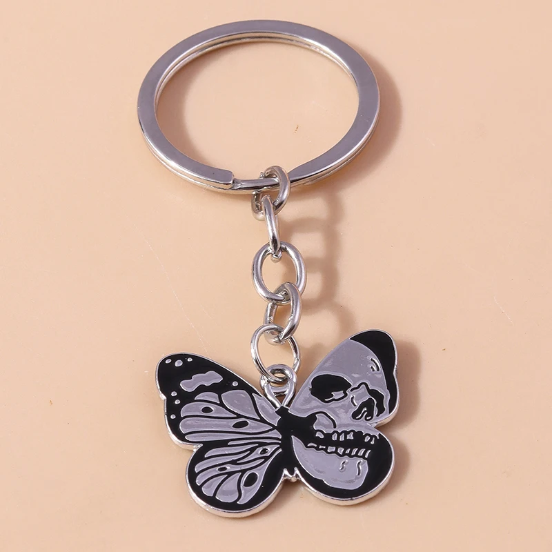 Creative Skull Butterfly Keychain Metal Punk Bat Key Ring Pendants for Car Key Holder Handbag Decor Charms Jewelry Gifts