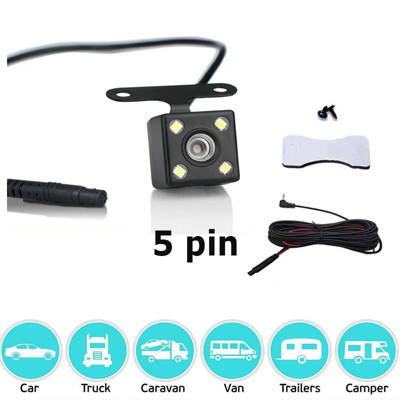 5 Pin HD Car Rear View Camera Reverse 4LED Night Vision Video Camera 170 Degree For Car Parking Camera Car Accessories