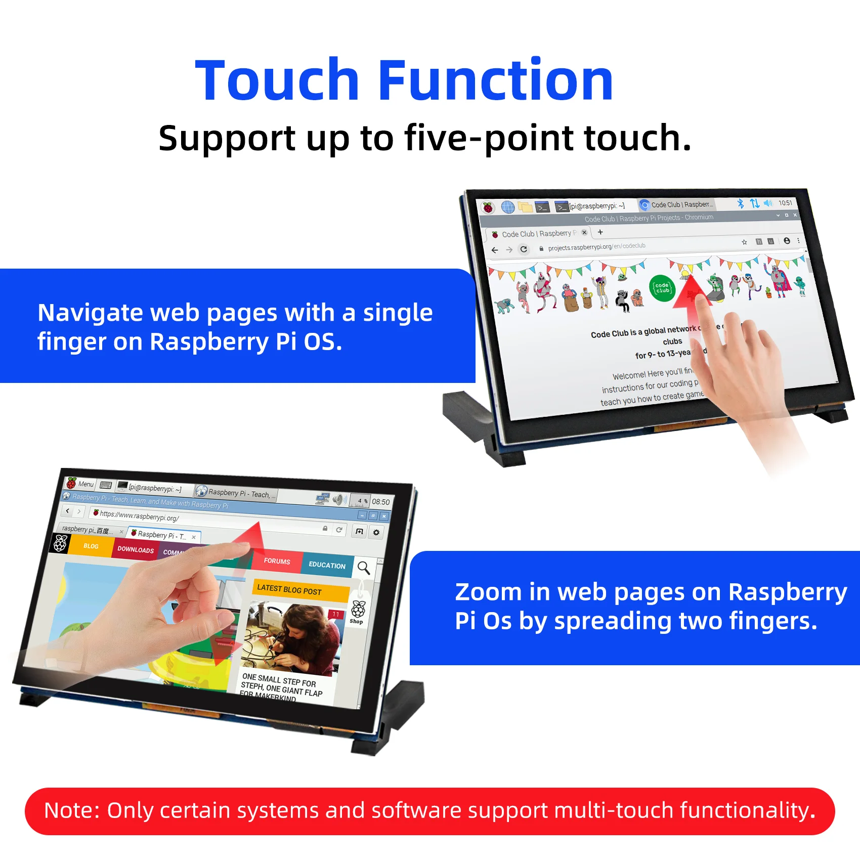 iUoYoMon 7 Inch DSI Touch Screen 800x480 LCD Display Portable Capacitive Touchscreen Monitor for Raspberry Pi 5 4 3 3B+ 2