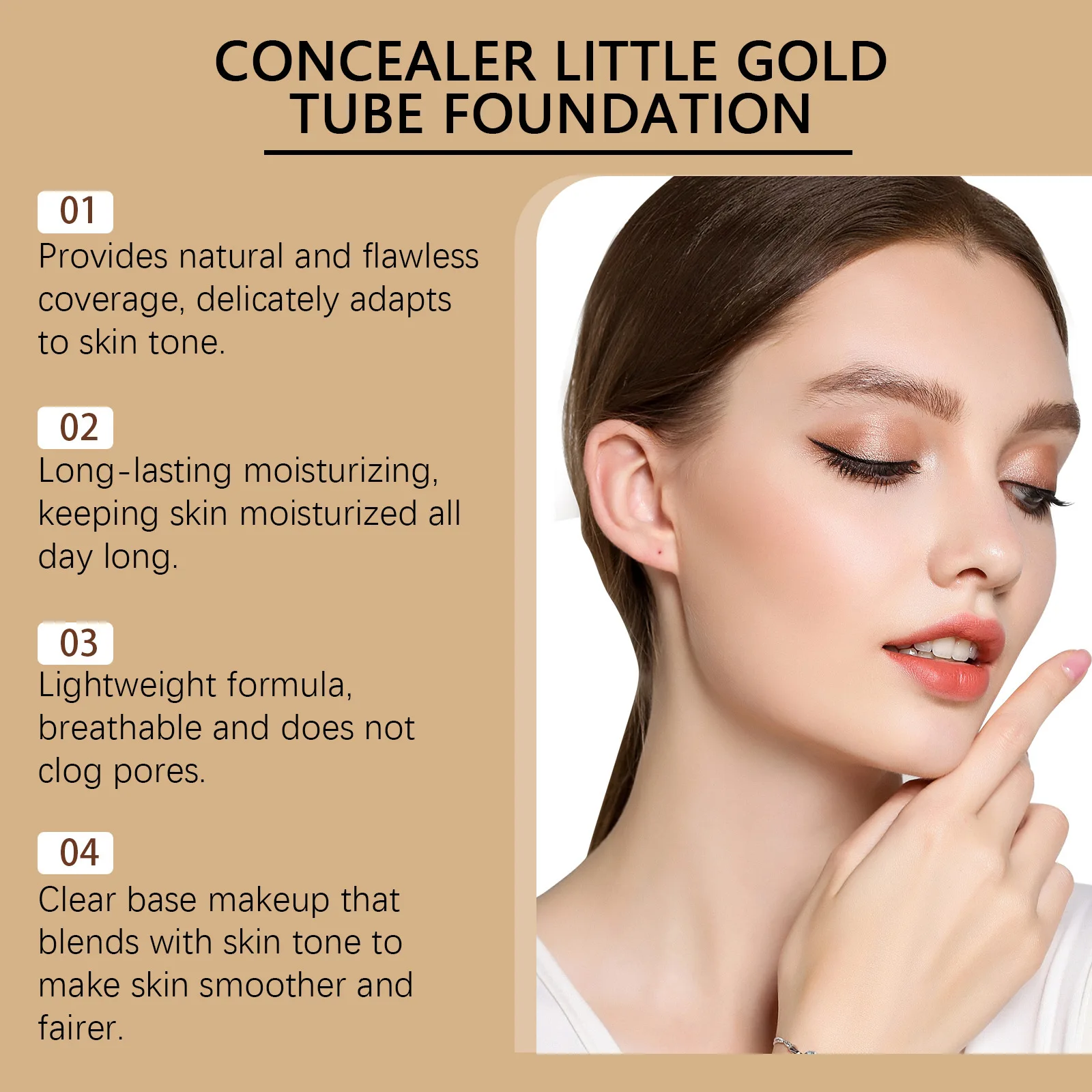Small Gold Tube Concealer Foundation Balm Cover Acne Scars Freckle Tattoo Redness Dark Circles Waterproof Durable Liquid Makeup