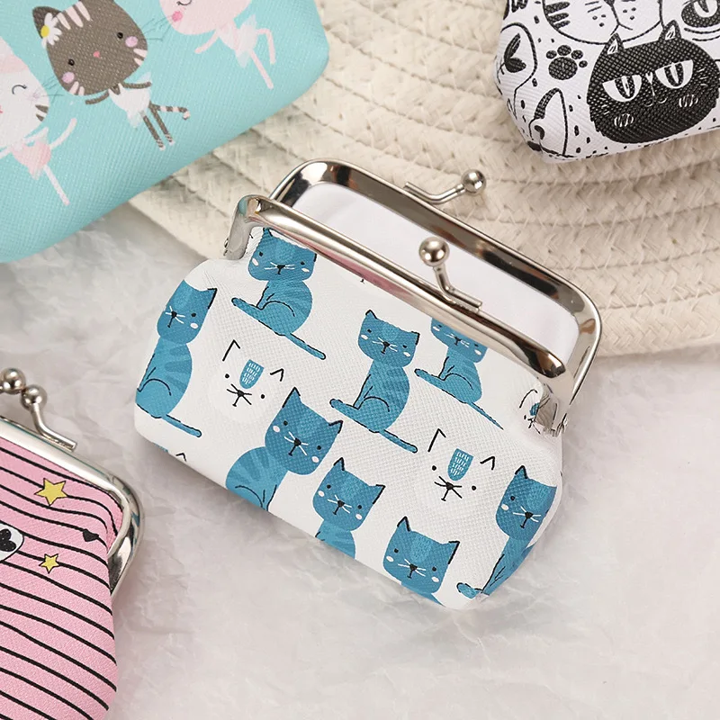 12 PCS Fashion PU Leather Coin Purse Lovely Kitty Woman Small Change Money Bags Holder Wallet Mini Pouch Souvenir