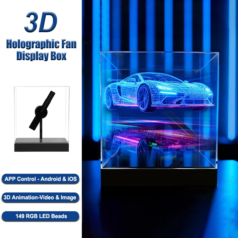 3D Desktop Holographic Fan Display Small Indoor 3D Hologram Projector Handheld 20cm Ultra HD Holographic Fan